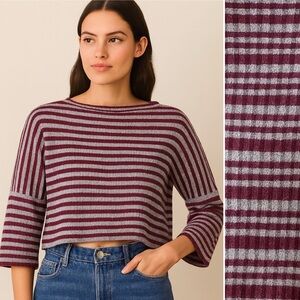 360 Cashmere Cropped Striped Cashmere Sweater Size Small